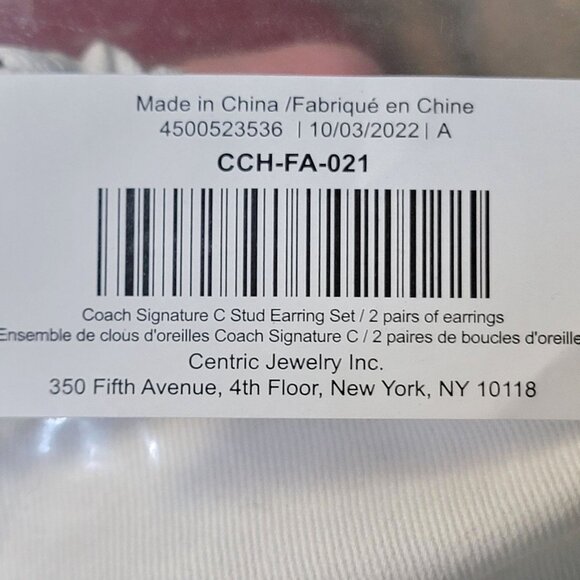 Coach Signature C & Stone Stud Earrings Set Silver Butterfly Close New With Tags - Picture 13 of 13